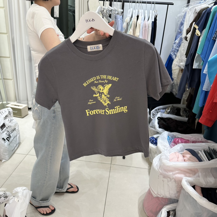 EGG IS韓國直郵實拍女士新品人氣休閑推薦熱賣T恤不含配飾EGG IST恤圖色3