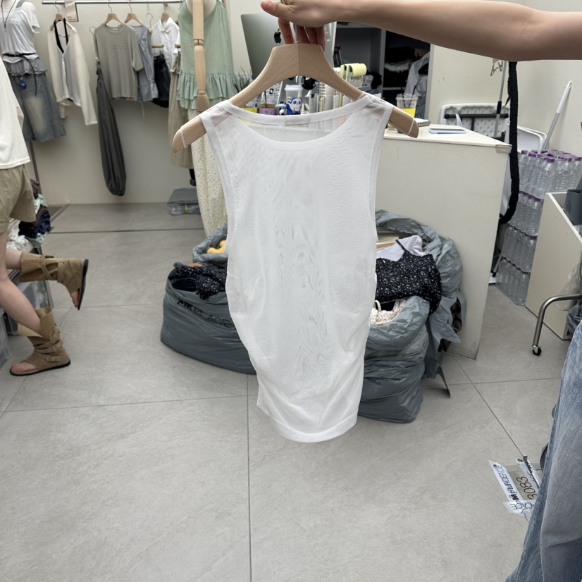 I MFACT韓國直郵女裝新款休閑熱賣26夏季吊帶背心網狀褶皺I MFACT吊帶/背心