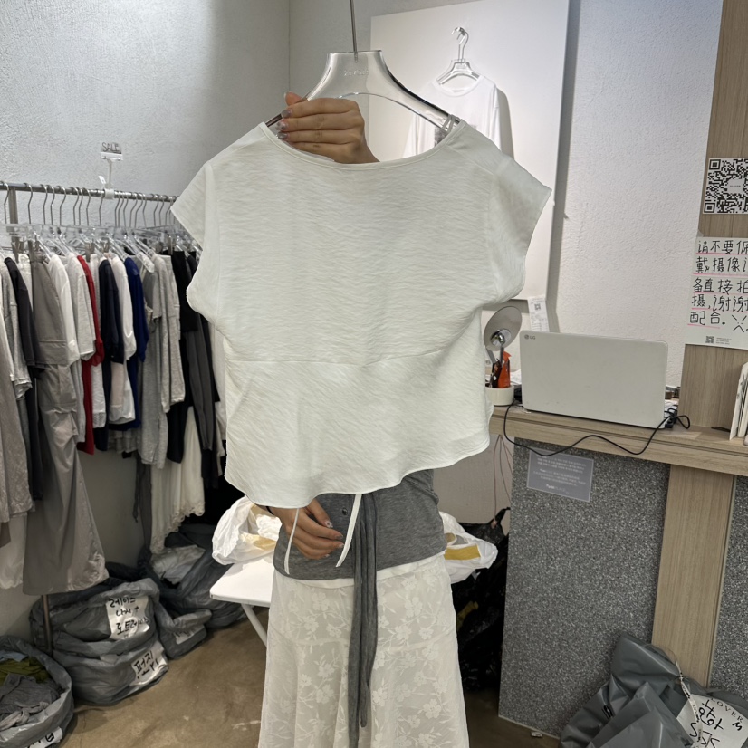 PLOVER東大門實拍韓國女士新品人氣26夏季襯衫蕾絲衫短款PLO_VER襯衫/蕾絲衫