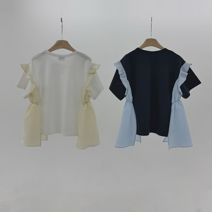 RUMBA韓國直郵女士新品人氣26夏季休閑推薦襯衫蕾絲衫不對稱RUMBA襯衫/蕾絲衫
