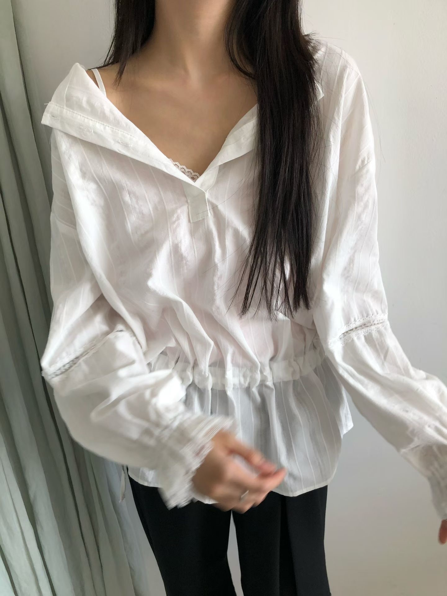 FAVOURED韓國直郵女士新款推薦26夏季休閑襯衫蕾絲衫蕾絲FAVOURED襯衫/蕾絲衫