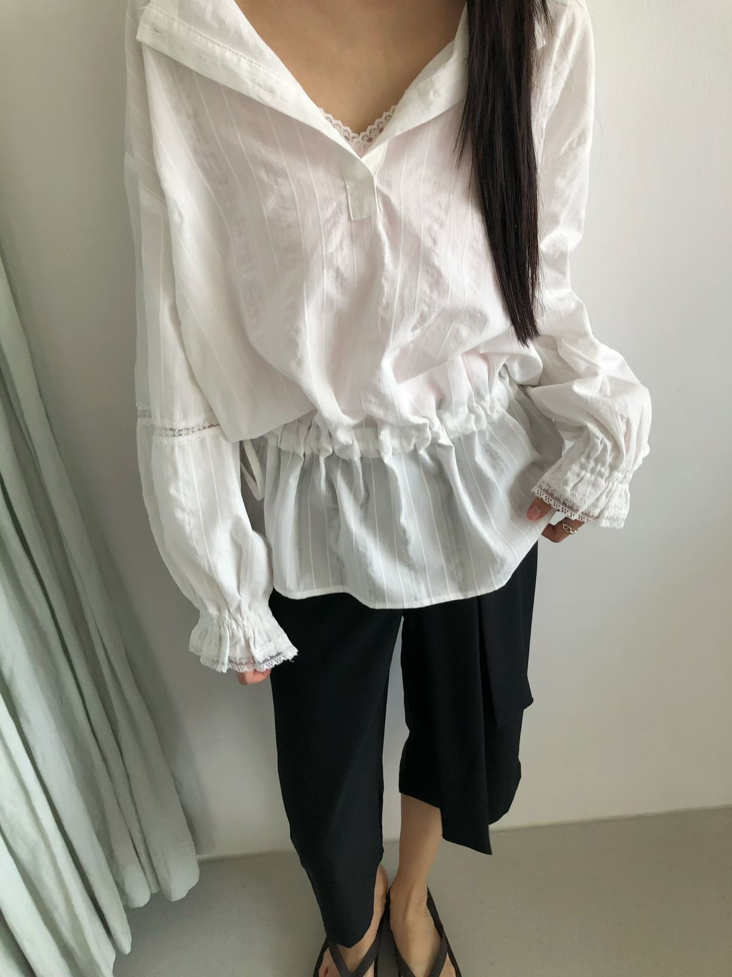 FAVOURED韓國直郵女士新款推薦26夏季休閑襯衫蕾絲衫蕾絲FAVOURED襯衫/蕾絲衫