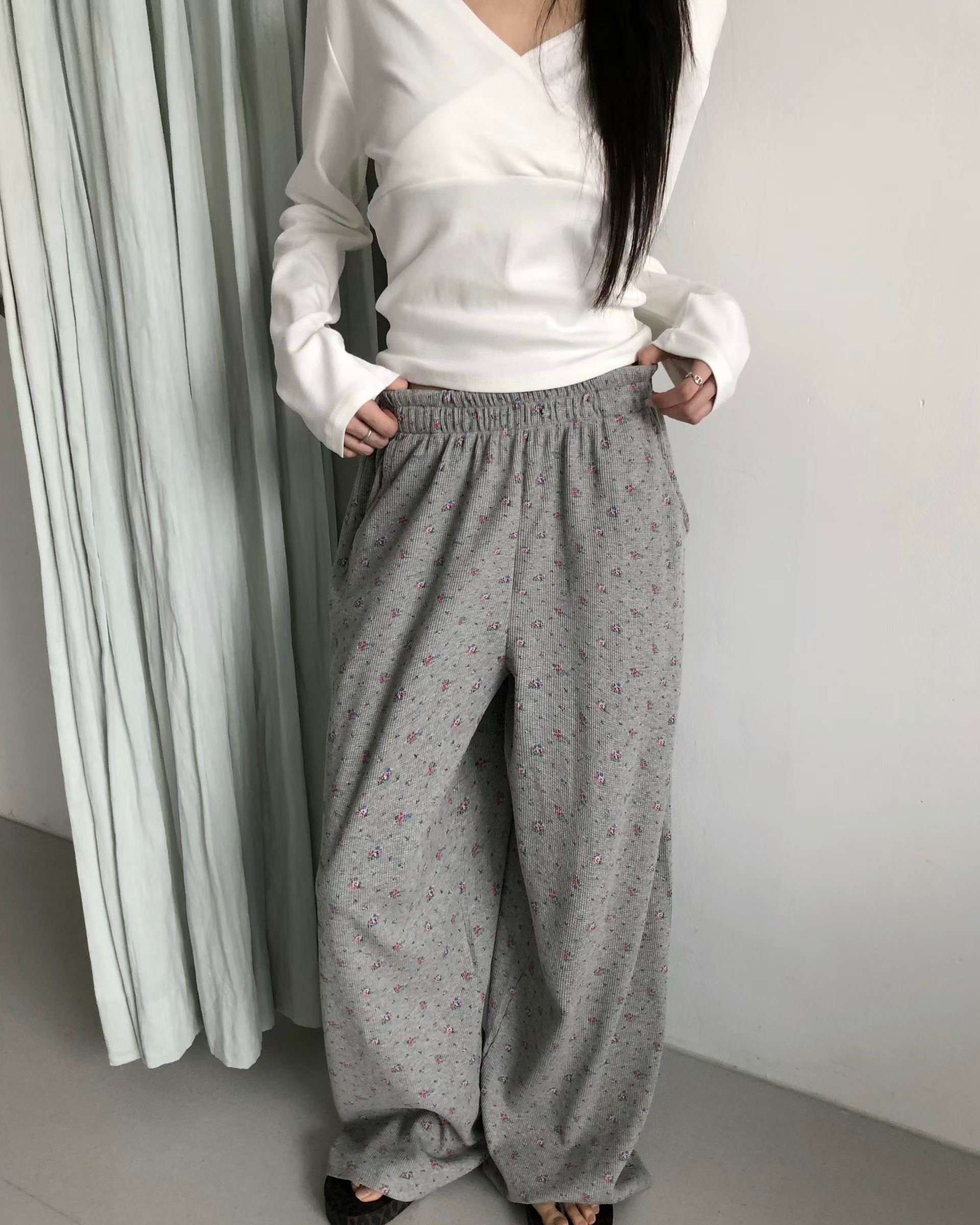 FAVOURED東大門實拍韓國女裝新款人氣休閑26夏季休閑褲華夫格FAVOURED休閑褲