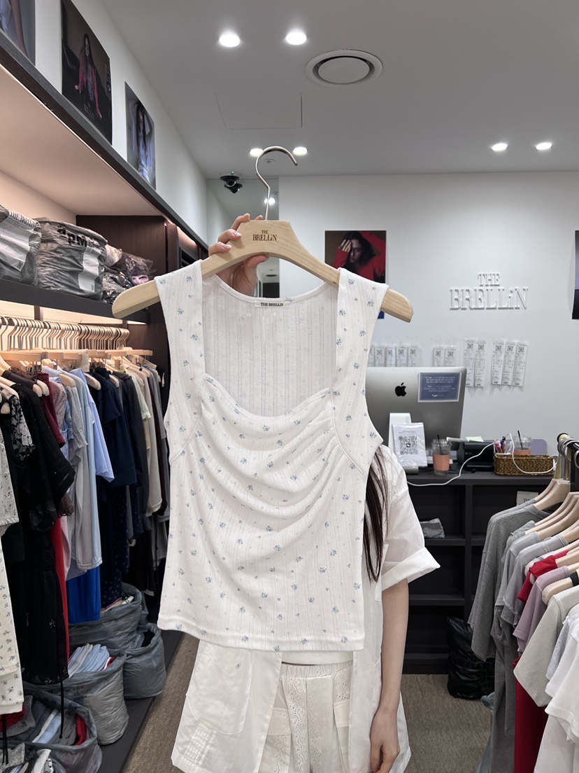 BRELLIN韓國直郵女裝新款休閑人氣熱賣吊帶背心小碎花無袖BRELLIN吊帶/背心圖色1