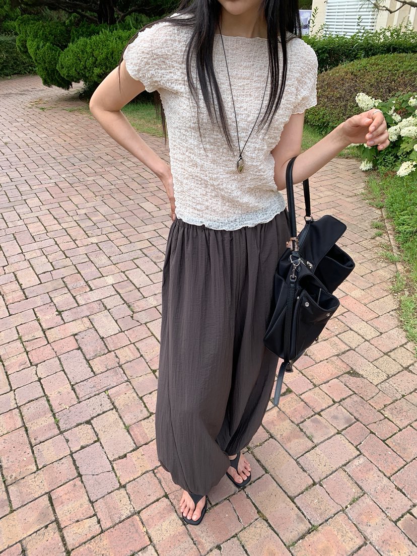 LONG PEAK韓國直郵女裝新品時尚熱賣26夏季推薦休閑褲束帶LONG PEAK休閑褲