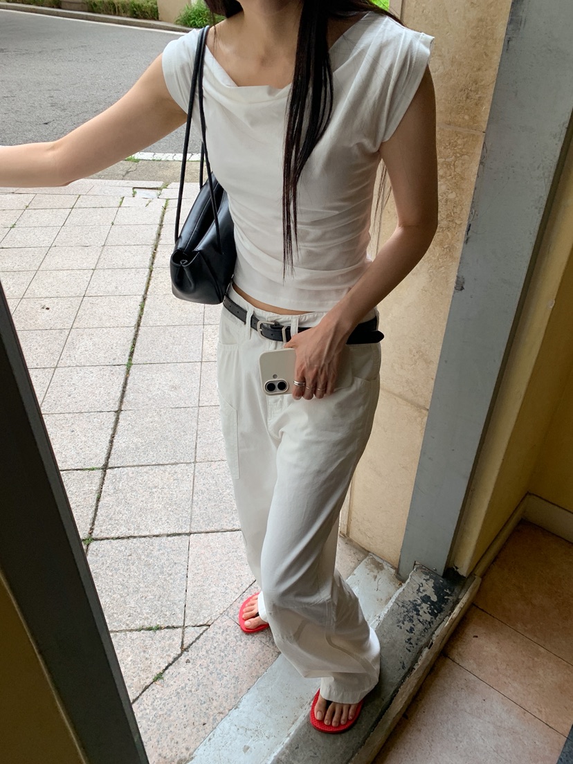 LONG PEAK韓國東大門代購女士新款推薦吊帶背心柔軟褶皺LONG PEAK吊帶/背心