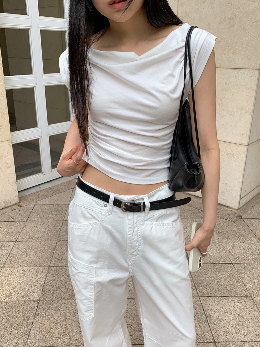 LONG PEAK韓國東大門代購女士新款推薦吊帶背心柔軟褶皺LONG PEAK吊帶/背心