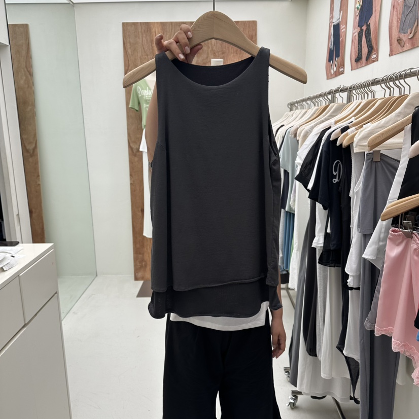 CHAV韓國代購女士新品休閑推薦人氣熱賣26夏季時尚吊帶背心CHAV吊帶/背心圖色2墨色