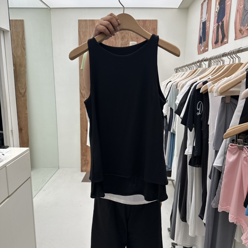 CHAV韓國代購女士新品休閑推薦人氣熱賣26夏季時尚吊帶背心CHAV吊帶/背心圖色3黑色