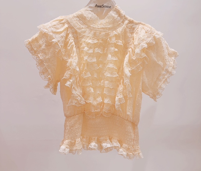 AWESOME-P韓國直郵實拍女裝新品26夏季時尚休閑襯衫蕾絲衫AWESOME-P襯衫/蕾絲衫圖色1