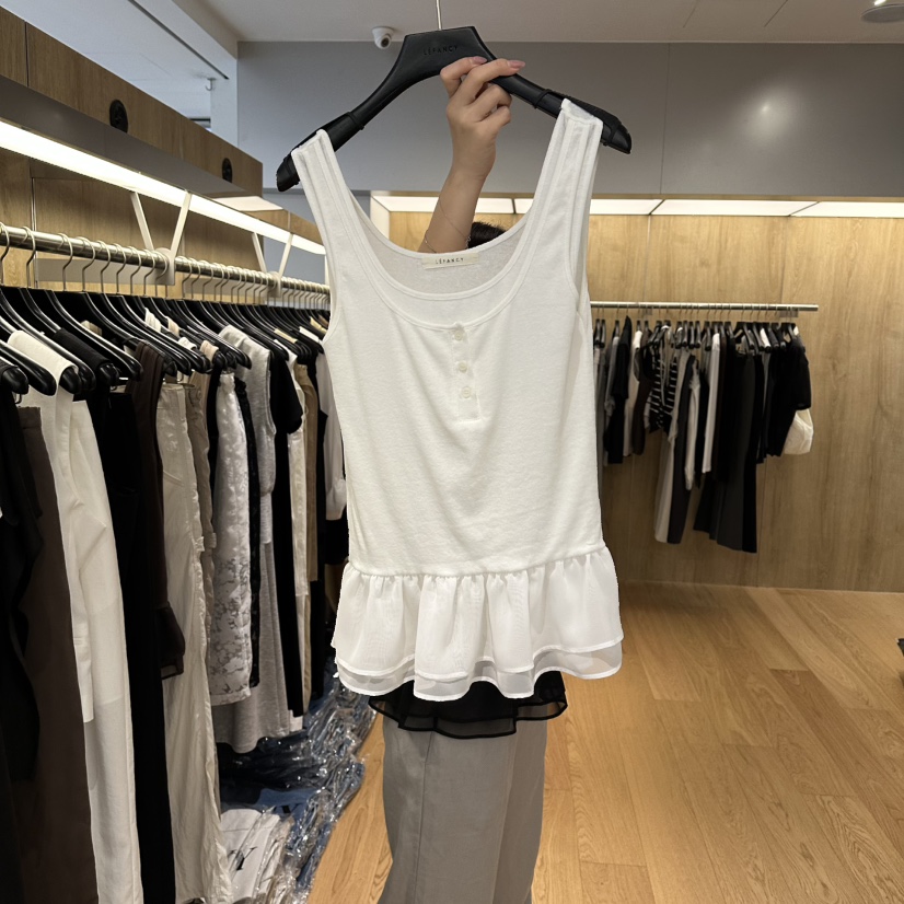 LEFANCY韓國東大門代購女士新款推薦26夏季吊帶背心荷葉邊無袖LEFANCY吊帶/背心圖色2