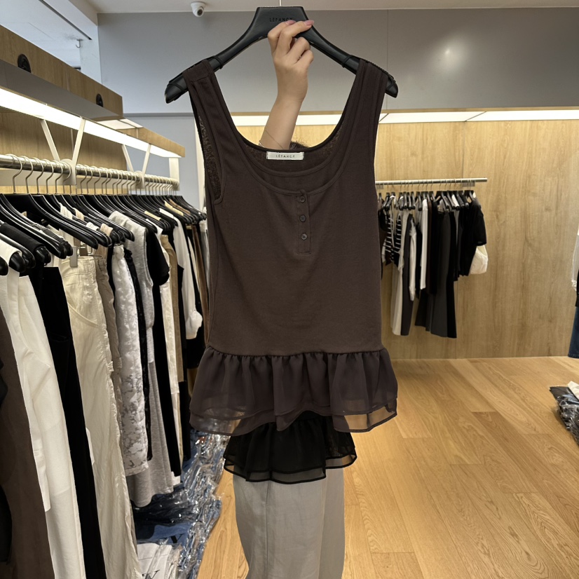 LEFANCY韓國東大門代購女士新款推薦26夏季吊帶背心荷葉邊無袖LEFANCY吊帶/背心圖色3
