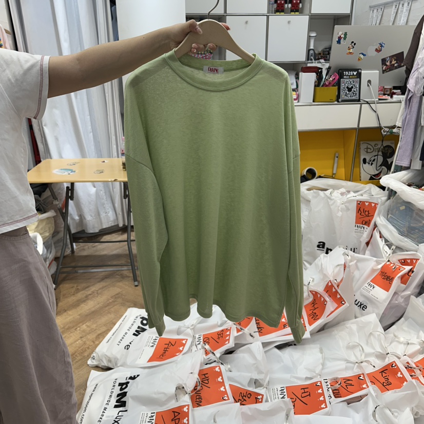 DE LINE東大門實拍韓國女裝新款人氣26夏季休閑推薦長袖T恤DE LINE長袖T恤圖色2