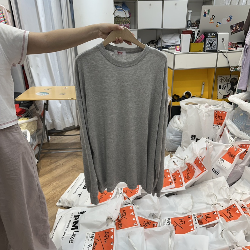 DE LINE東大門實拍韓國女裝新款人氣26夏季休閑推薦長袖T恤DE LINE長袖T恤圖色4