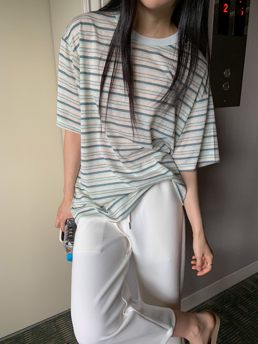 LONG PEAK韓國直郵女士新品人氣熱賣時尚休閑26夏季T恤天絲LONG PEAKT恤