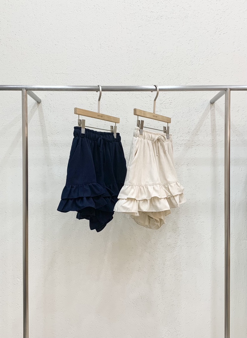 LIGHT AND SALT東大門實拍韓國女士新品短褲荷葉邊亞麻LIGHT AND SALT短褲