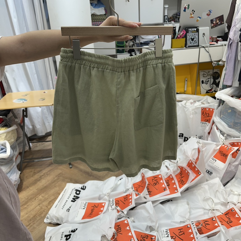 DE LINE韓國直郵女士新品26夏季人氣推薦熱賣短褲亞麻布DE LINE短褲