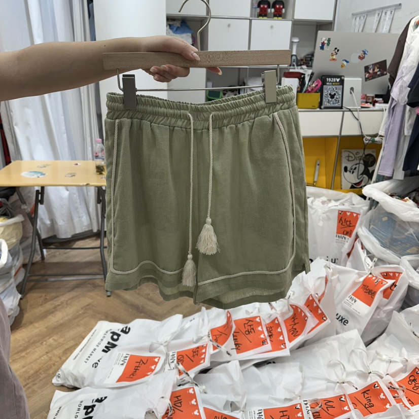 DE LINE韓國直郵女士新品26夏季人氣推薦熱賣短褲亞麻布DE LINE短褲圖色2