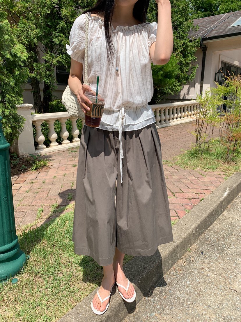 LONG PEAK韓國直郵女士新款休閑推薦熱賣短褲闊腿褲褶裥LONG PEAK短褲