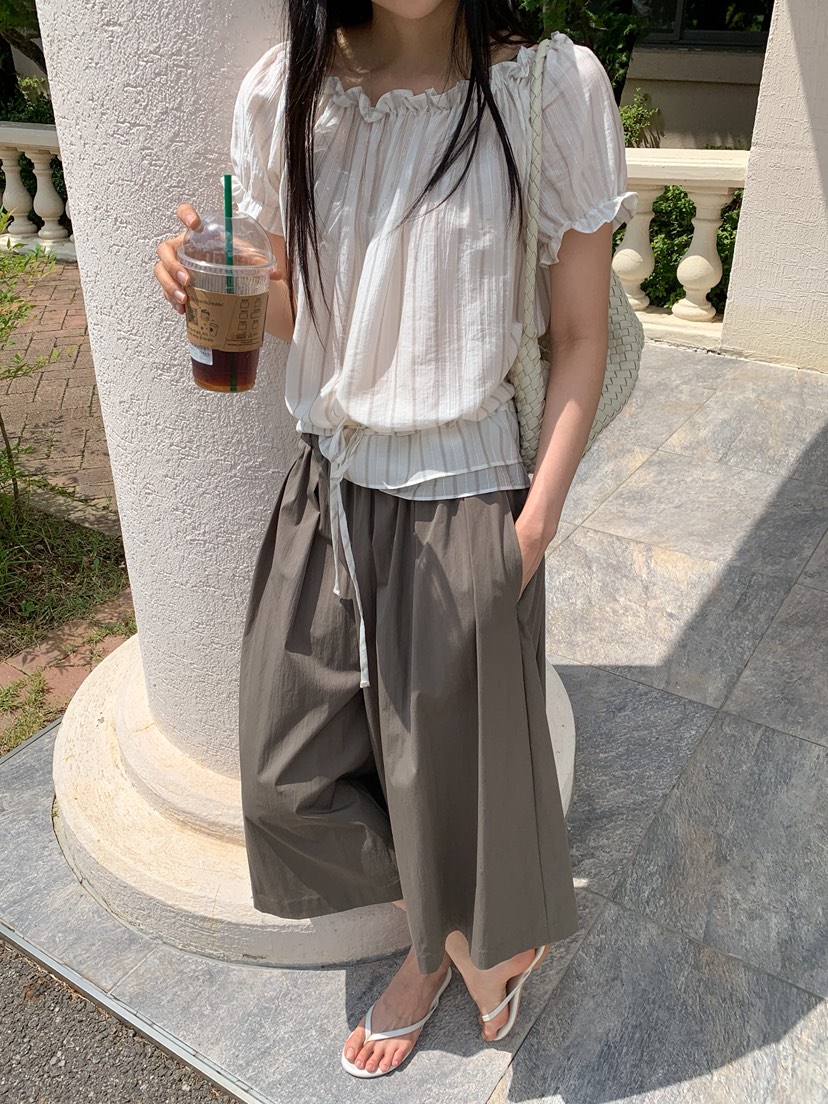 LONG PEAK韓國直郵女士新款休閑推薦熱賣短褲闊腿褲褶裥LONG PEAK短褲