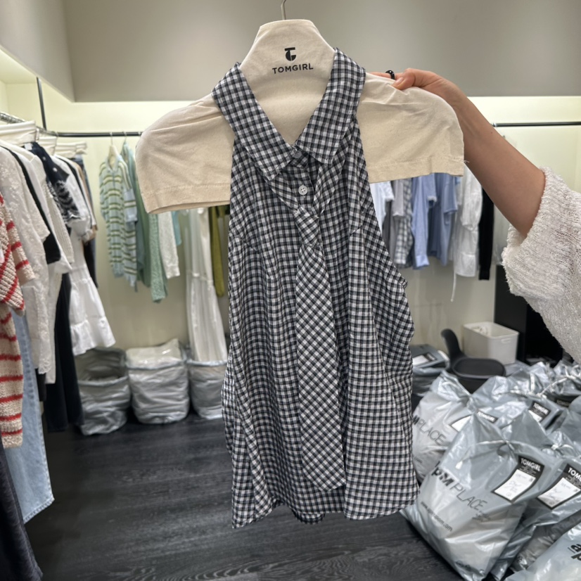 TOMGIRL東大門實拍韓國女士新品26夏季人氣吊帶背心含領帶TOMGIRL吊帶/背心圖色2