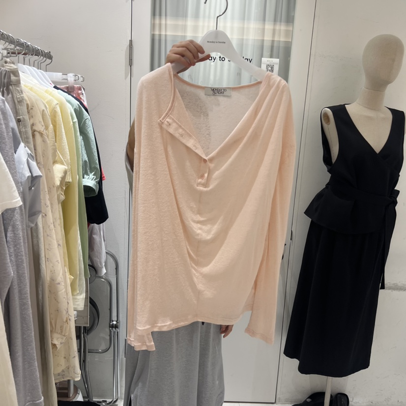 MONDAY TO SUNDAY韓國直郵女士新品人氣26夏季長袖T恤寬松MONDAY TO SUNDAY長袖T恤圖色1