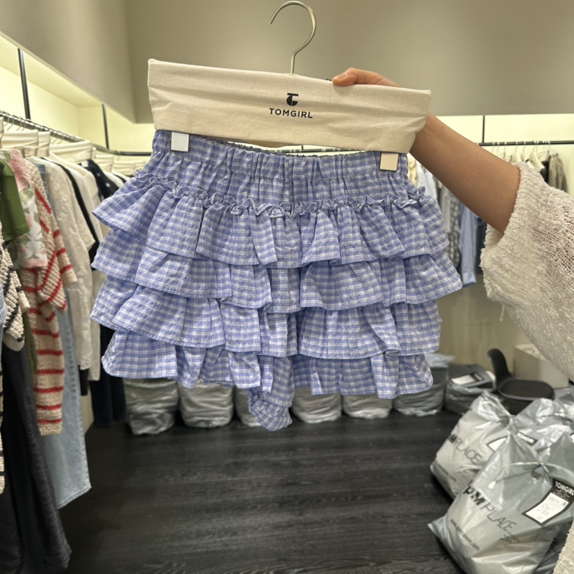 TOMGIRL韓國直郵女裝新品休閑推薦26夏季時尚熱賣裙褲格子TOMGIRL裙褲圖色1
