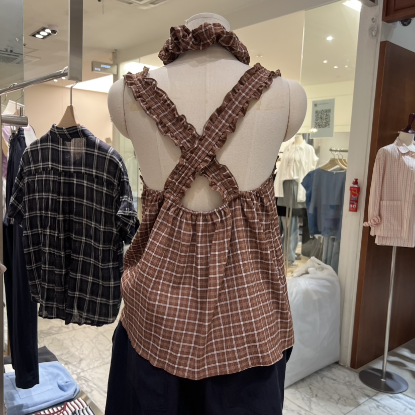 COMELY韓國東大門直郵女裝新品人氣吊帶背心不含內搭套裝格子COMELY吊帶/背心