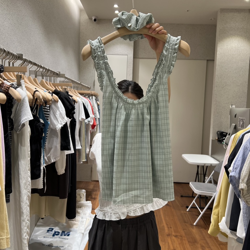 COMELY韓國東大門直郵女裝新品人氣吊帶背心不含內搭套裝格子COMELY吊帶/背心圖色1
