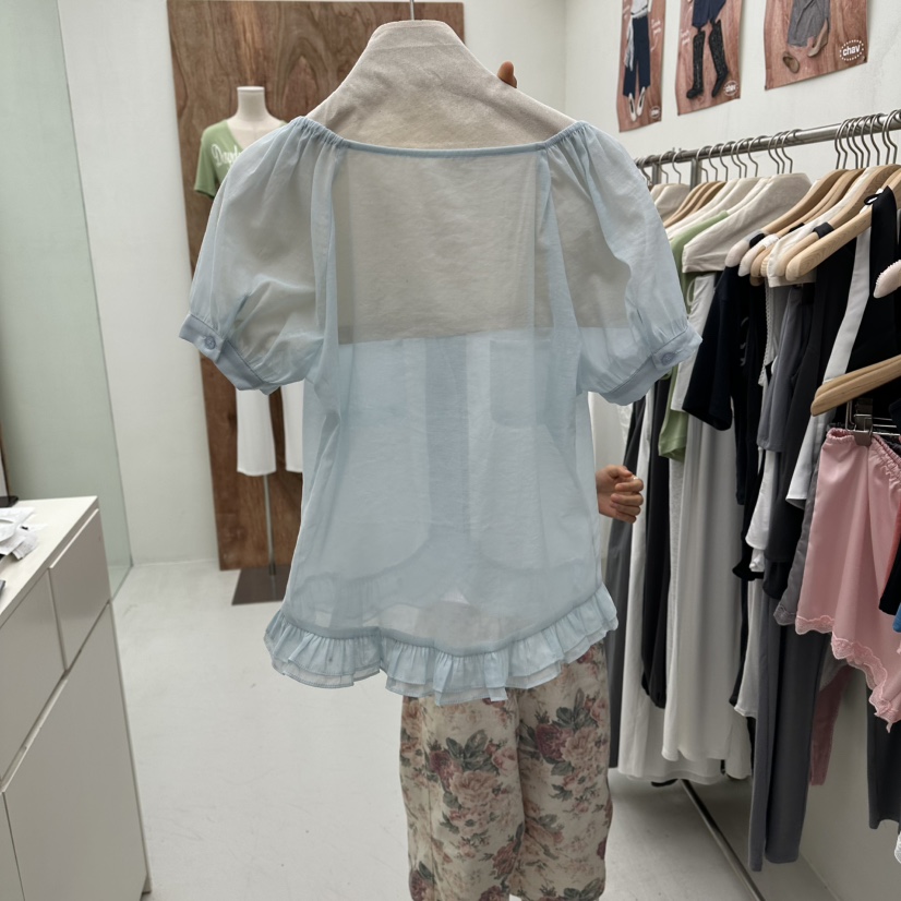 CHAV韓國直郵實拍女裝新品休閑時尚熱賣26夏季襯衫蕾絲衫CHAV襯衫/蕾絲衫