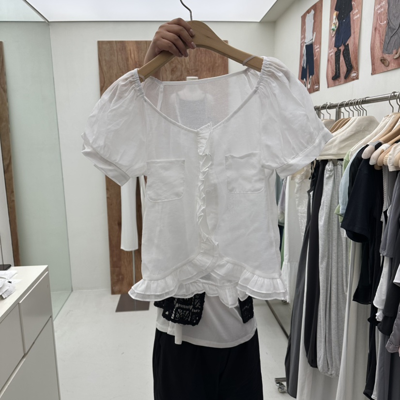CHAV韓國直郵實拍女裝新品休閑時尚熱賣26夏季襯衫蕾絲衫CHAV襯衫/蕾絲衫圖色2
