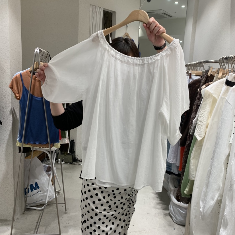 SSEMIENNE韓國直郵女士新款熱賣26夏季襯衫蕾絲衫露肩亞麻SSENIQUE/SSEMIENNE襯衫/蕾絲衫