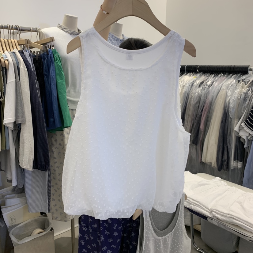TAN&amp;COMO韓國直郵女士新款26夏季吊帶背心假兩件層疊無袖燈籠tan-COMO吊帶/背心