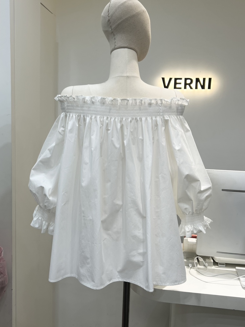 VERNI韓國東大門代購女士新款休閑人氣時尚襯衫蕾絲衫露肩VERNI襯衫/蕾絲衫