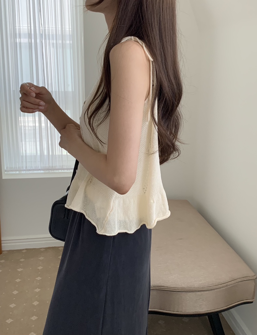 NOTICE韓國直郵女士新款休閑熱賣人氣推薦吊帶背心無袖緞帶NOTICE吊帶/背心