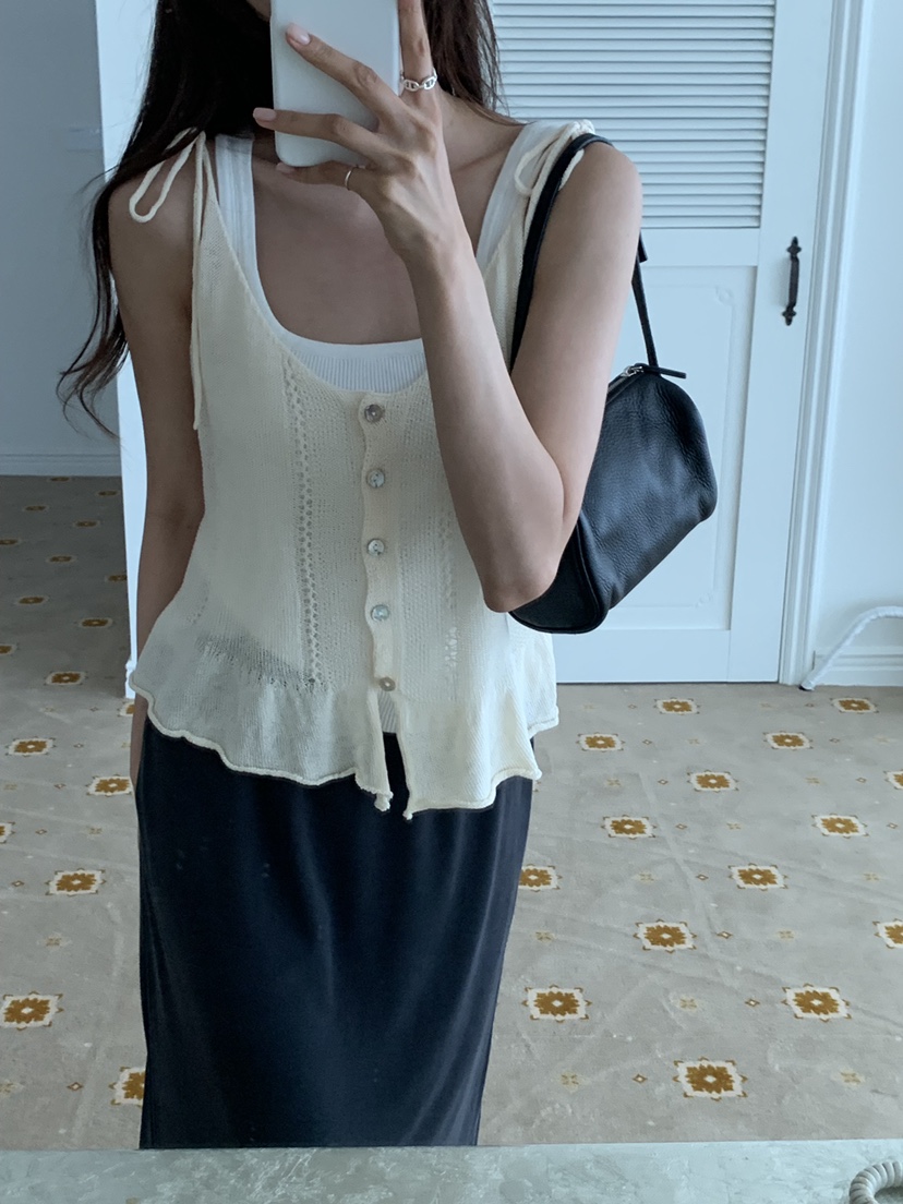 NOTICE韓國直郵女士新款休閑熱賣人氣推薦吊帶背心無袖緞帶NOTICE吊帶/背心