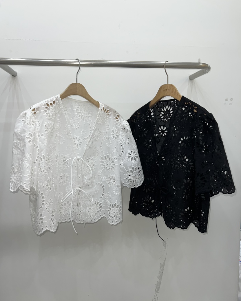 VERNI韓國東大門代購女士新款休閑襯衫蕾絲衫羊毛開襟鏤空VERNI襯衫/蕾絲衫