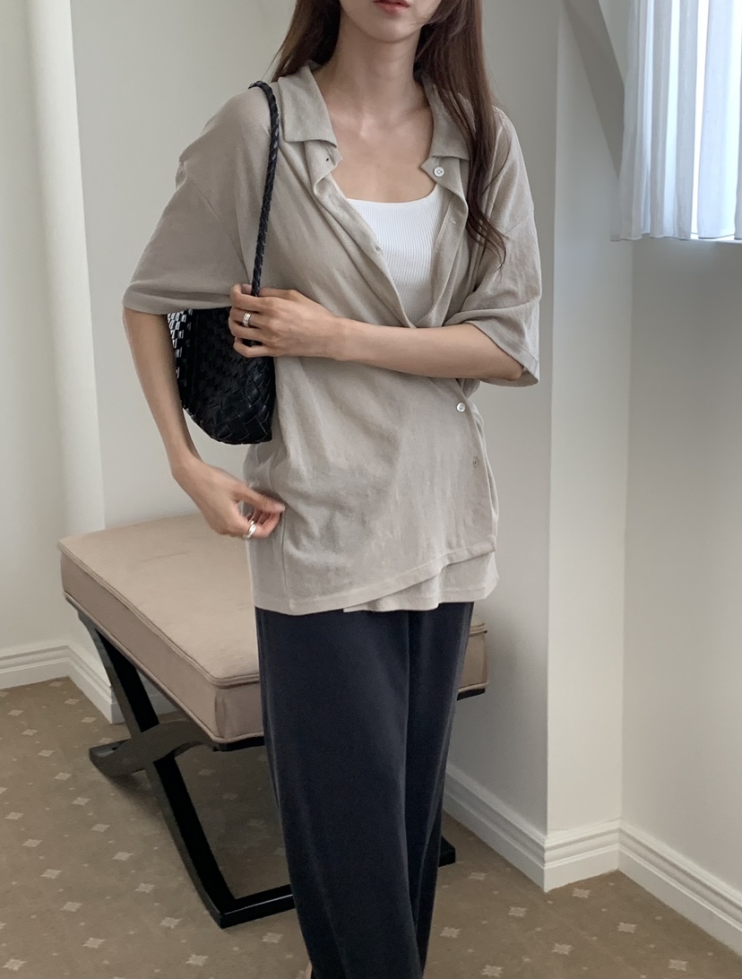 NOTICE韓國東大門代購女裝新品26夏季人氣襯衫蕾絲衫華夫格NOTICE襯衫/蕾絲衫