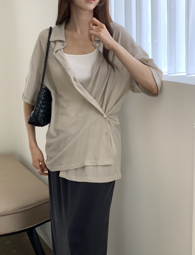 NOTICE韓國東大門代購女裝新品26夏季人氣襯衫蕾絲衫華夫格NOTICE襯衫/蕾絲衫
