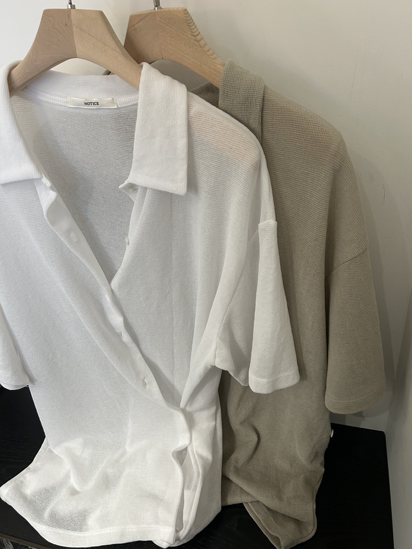 NOTICE韓國東大門代購女裝新品26夏季人氣襯衫蕾絲衫華夫格NOTICE襯衫/蕾絲衫