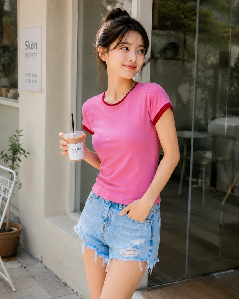 EIGHTGLOW東大門實拍韓國女裝新品熱賣時尚26夏季T恤褶皺EIGHTGLOWT恤