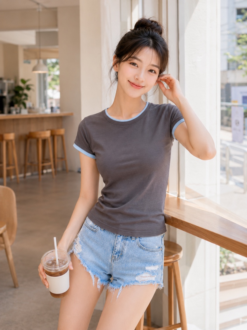 EIGHTGLOW東大門實拍韓國女裝新品熱賣時尚26夏季T恤褶皺EIGHTGLOWT恤圖色3