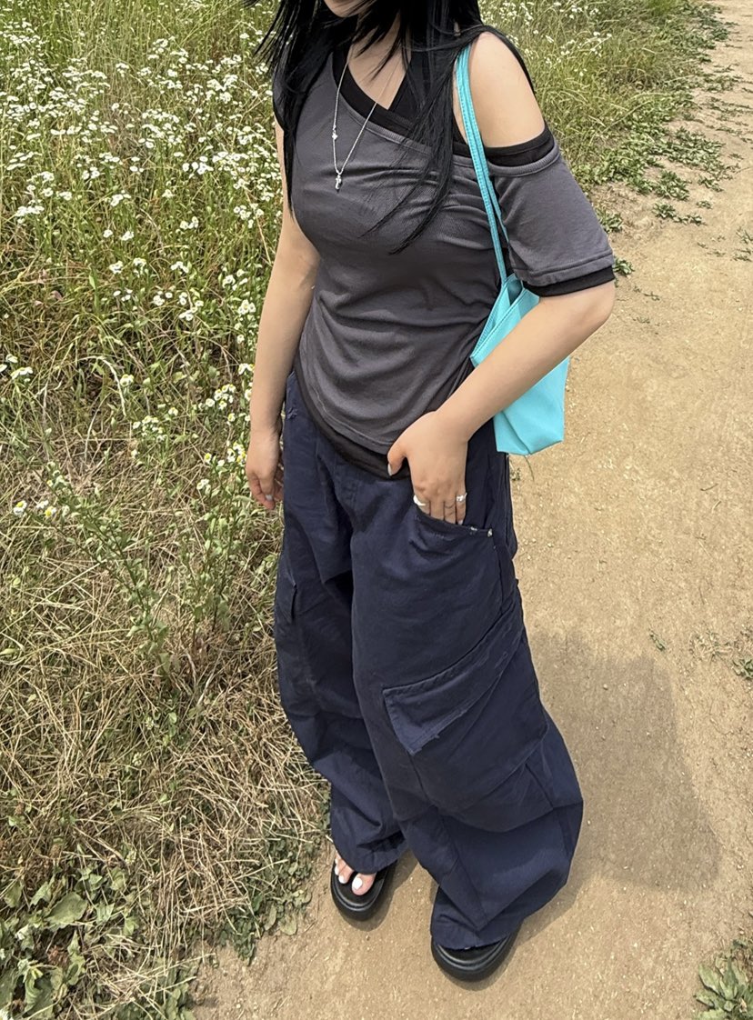 SEOLO韓國代購女士新品休閑時尚推薦T恤不含項鏈假兩件撞色Seolo seoulT恤
