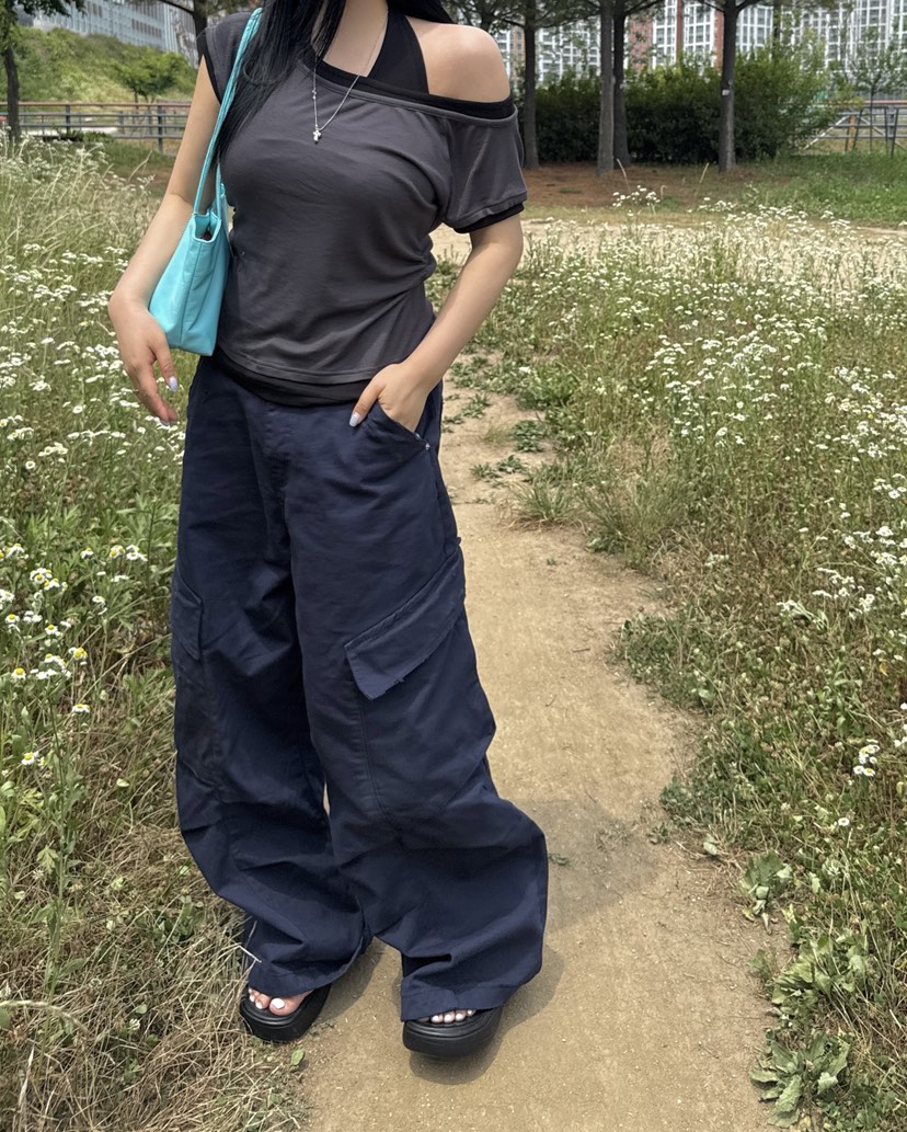 SEOLO韓國代購女士新品休閑時尚推薦T恤不含項鏈假兩件撞色Seolo seoulT恤
