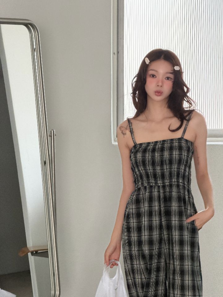 HEY/TO SEWING韓國直郵女士新款26夏季休閑熱賣連體褲格子BY HEY/TO SEWING連體褲