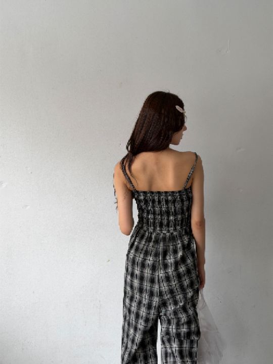 HEY/TO SEWING韓國直郵女士新款26夏季休閑熱賣連體褲格子BY HEY/TO SEWING連體褲