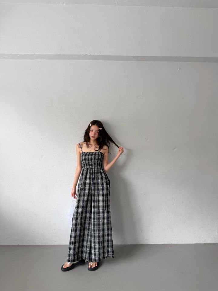 HEY/TO SEWING韓國直郵女士新款26夏季休閑熱賣連體褲格子BY HEY/TO SEWING連體褲