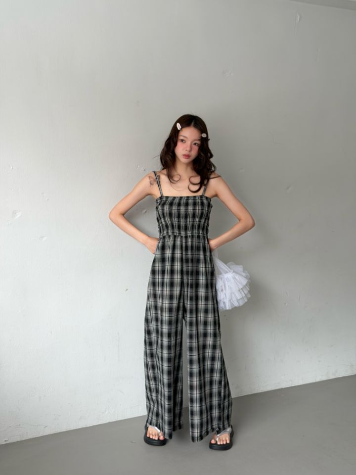HEY/TO SEWING韓國直郵女士新款26夏季休閑熱賣連體褲格子BY HEY/TO SEWING連體褲圖色1
