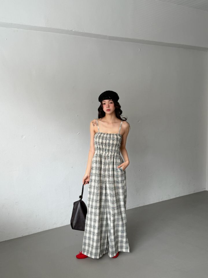 HEY/TO SEWING韓國直郵女士新款26夏季休閑熱賣連體褲格子BY HEY/TO SEWING連體褲圖色2