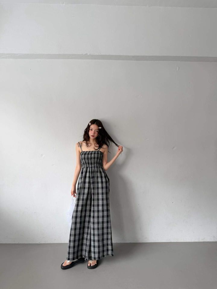 HEY/TO SEWING韓國直郵女士新品26夏季人氣時尚連體褲格子BY HEY/TO SEWING連體褲